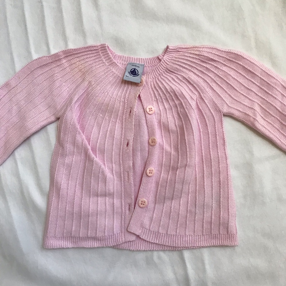 Baby Girls Pink Cardigan- Petit Bateau- 6 months